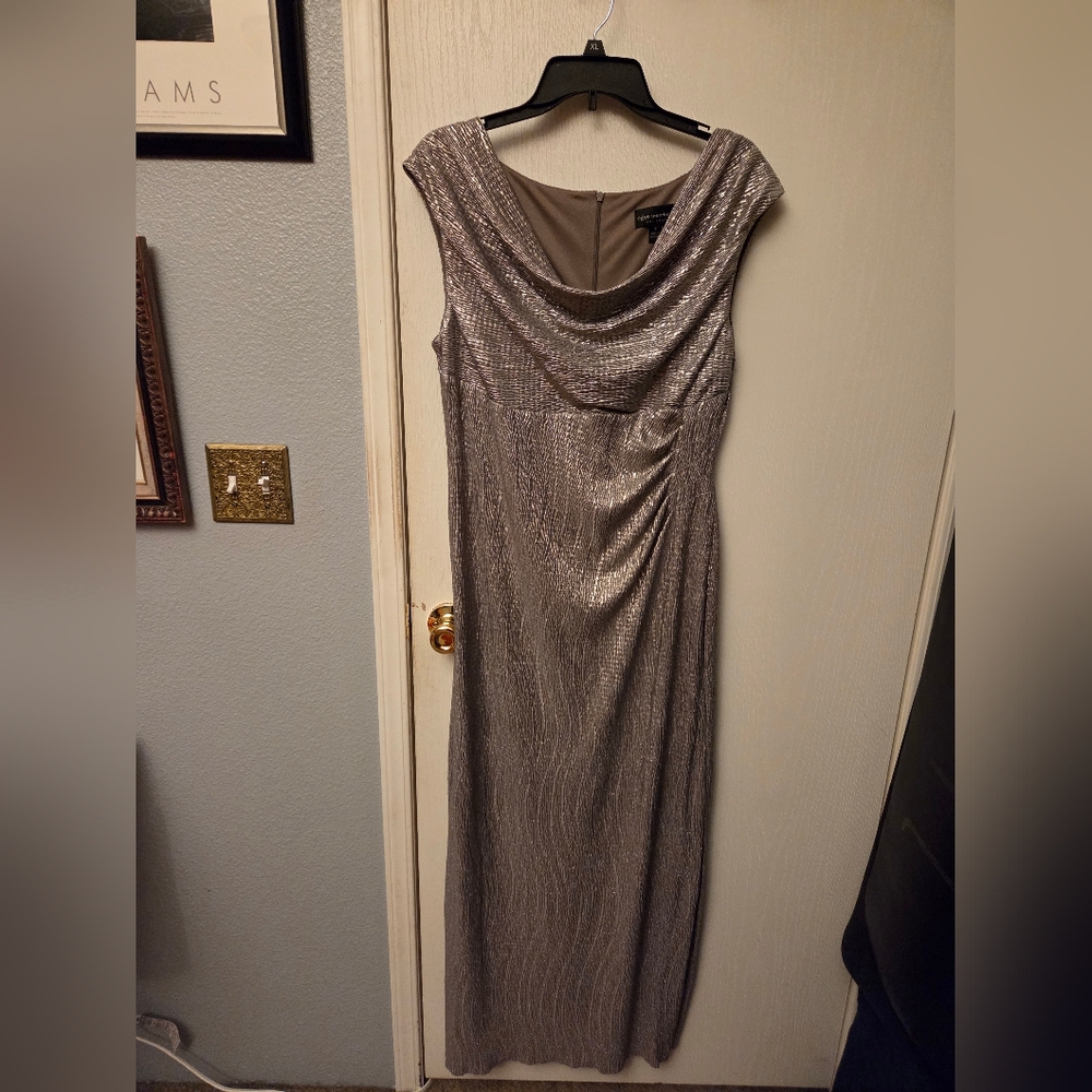 Connected Apparel Metallic Maxi Dress
